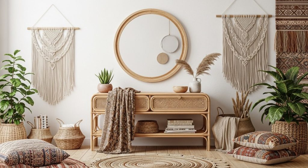 Boho Beauty: Natural Wood Round Mirror