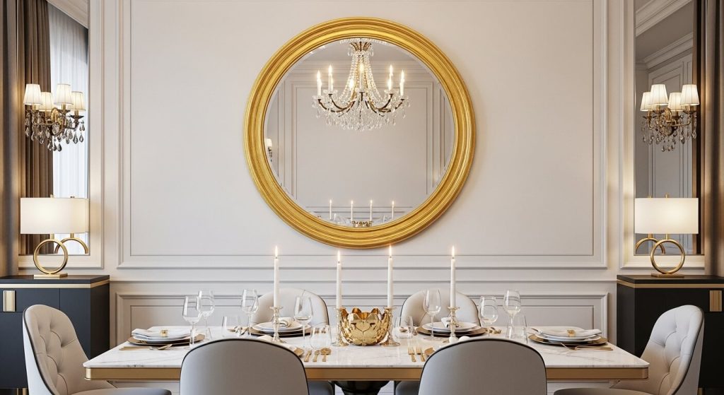 Glam Dining: Round Mirror Gold Frame