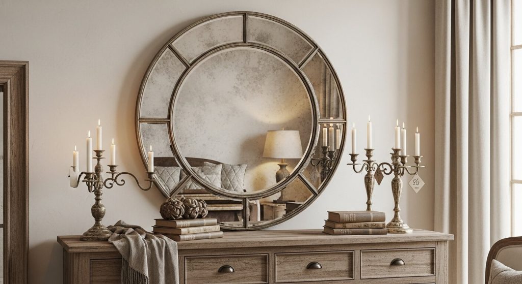Antique Flair: Large Round Antique Mirror