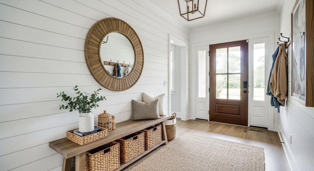 Rustic Charm: Big Round Wood Mirror