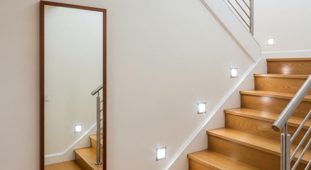 Full Length Mirror on Staircase Wall