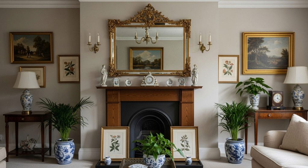 Classic Wall Mirror Over Fireplace