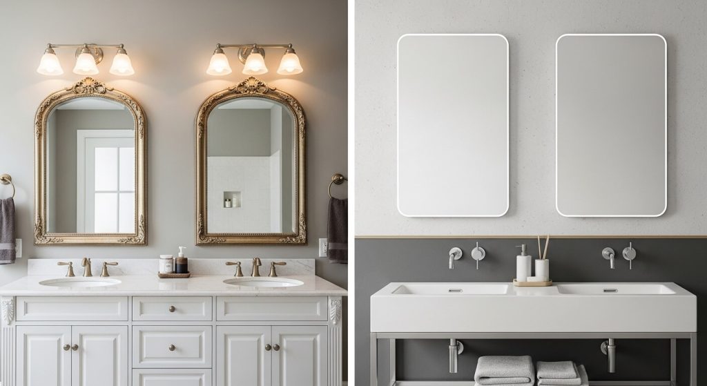 Framed vs Frameless Mirrors for Double Vanity