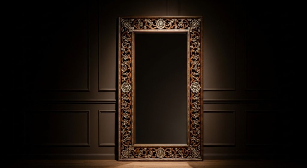 Carved Wood and Bone Inlay Mirrors: Ornate Statement Pieces
