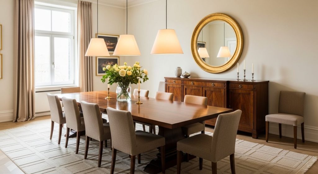 Cozy Dining Vibes: Round Mirror for Dining Room