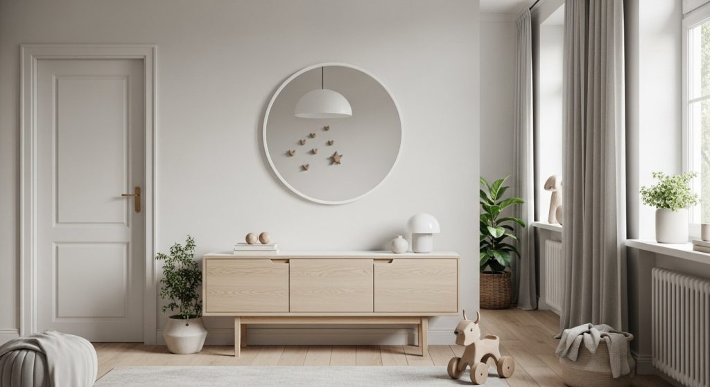 Scandinavian Serenity: White Round Wall Mirror