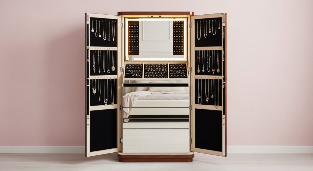 Full Length Mirror with Jewelry Storage