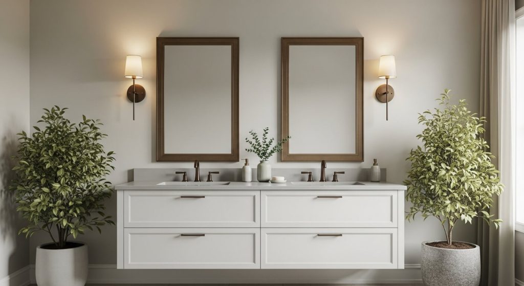 Decorating Around Double Vanity Bathroom Mirrors