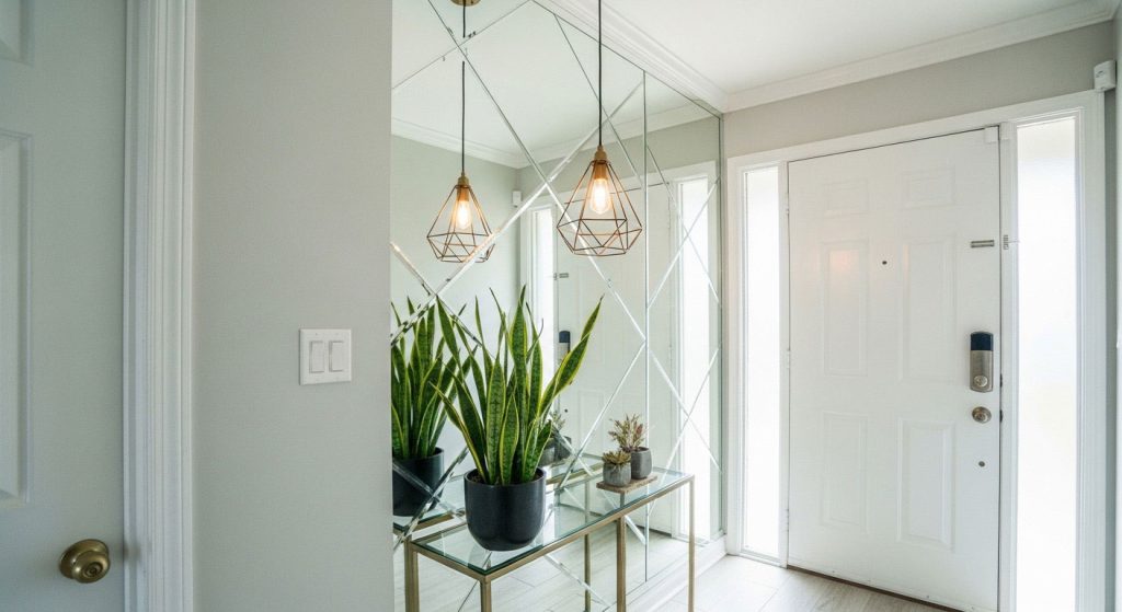 Mirror Accent Wall in Entryway