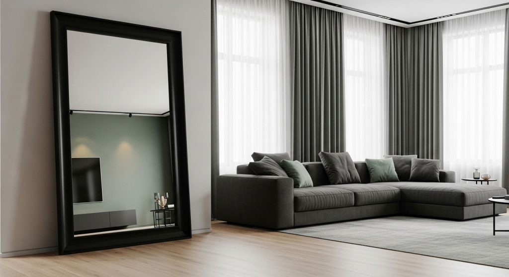 Contemporary Lounge with Oversized Mirror
