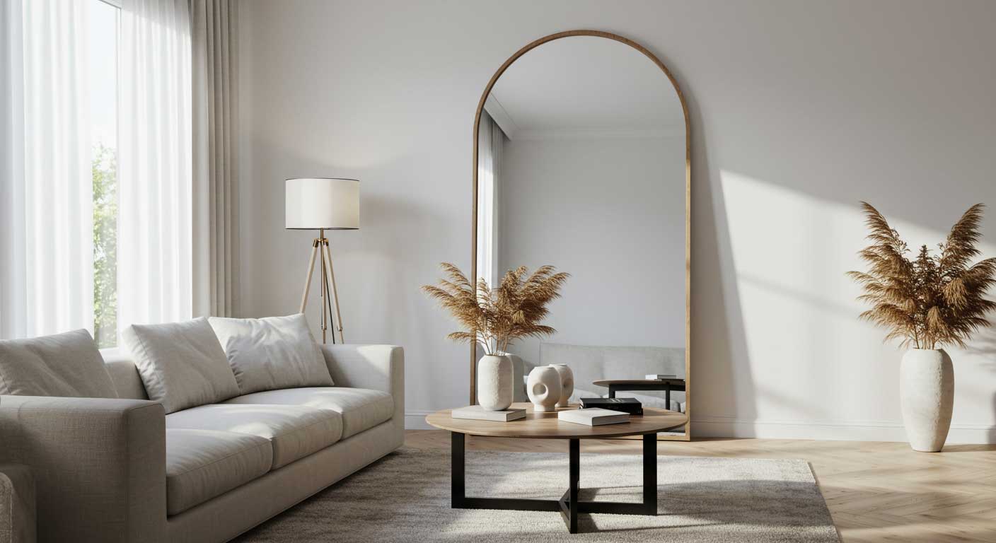 Using Oversized Wall Mirrors in Living Rooms for Dramatic Effect