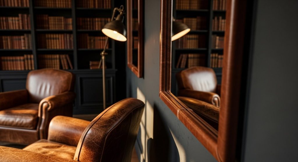 Leather Framed Mirrors: Luxurious Texture