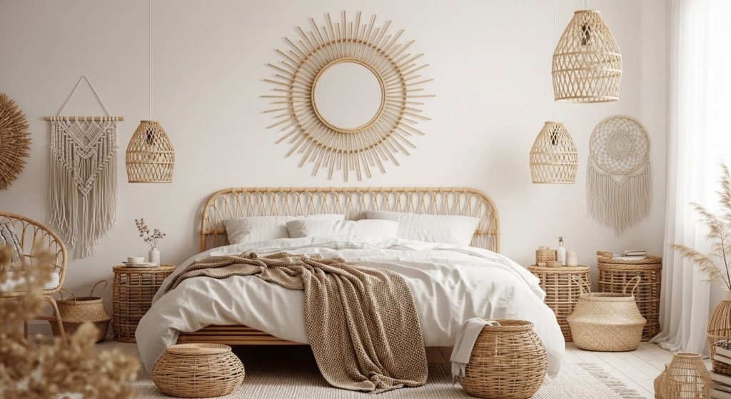 Mirror with Wicker Frame: Bohemian & Whimsical