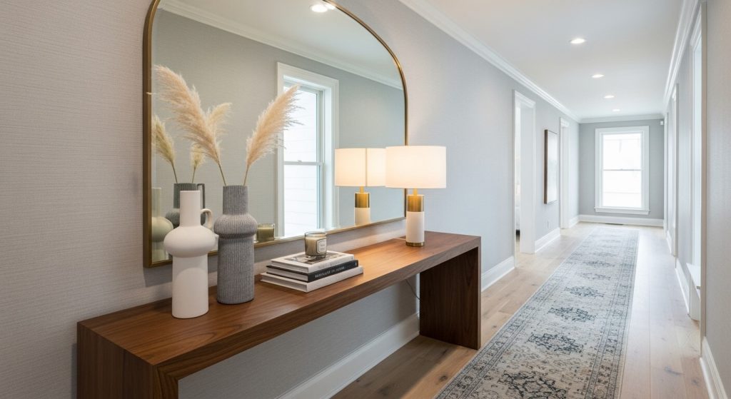 Entryway Transformations with a Large Arched Wall Mirror