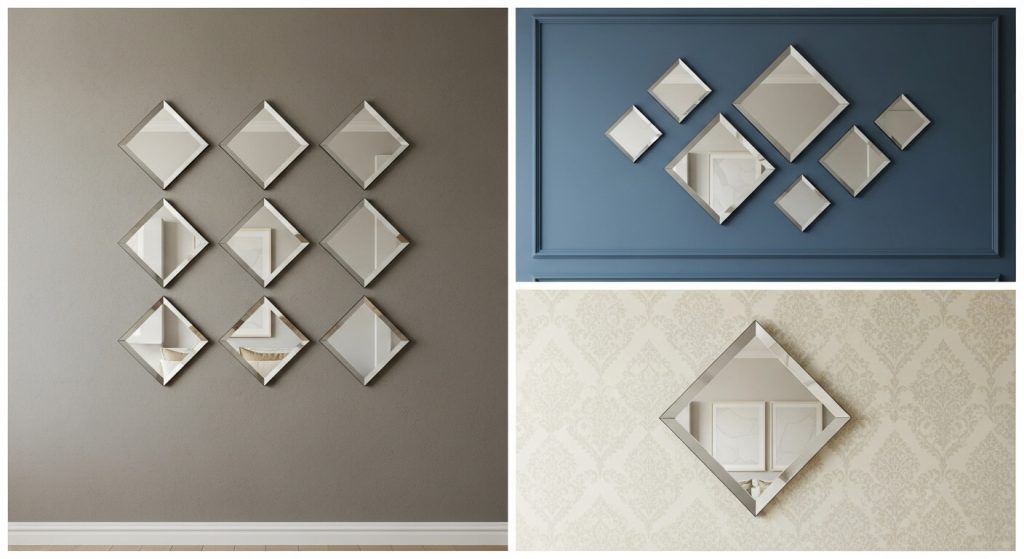 How to Arrange Diamond Mirrors Wall Decor Creatively