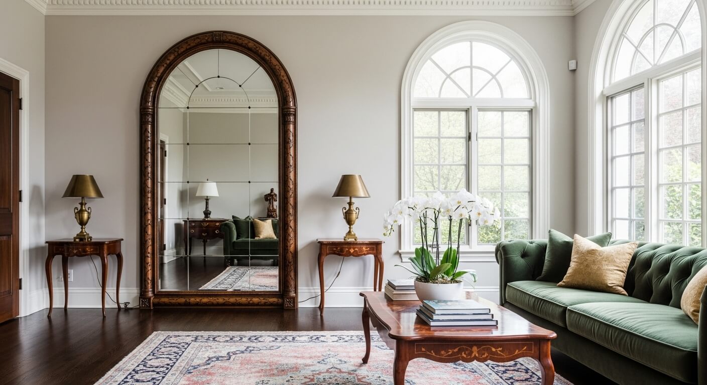 large arched wall mirror