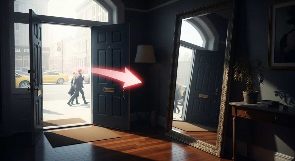 Placing a Mirror Directly Facing the Front Door