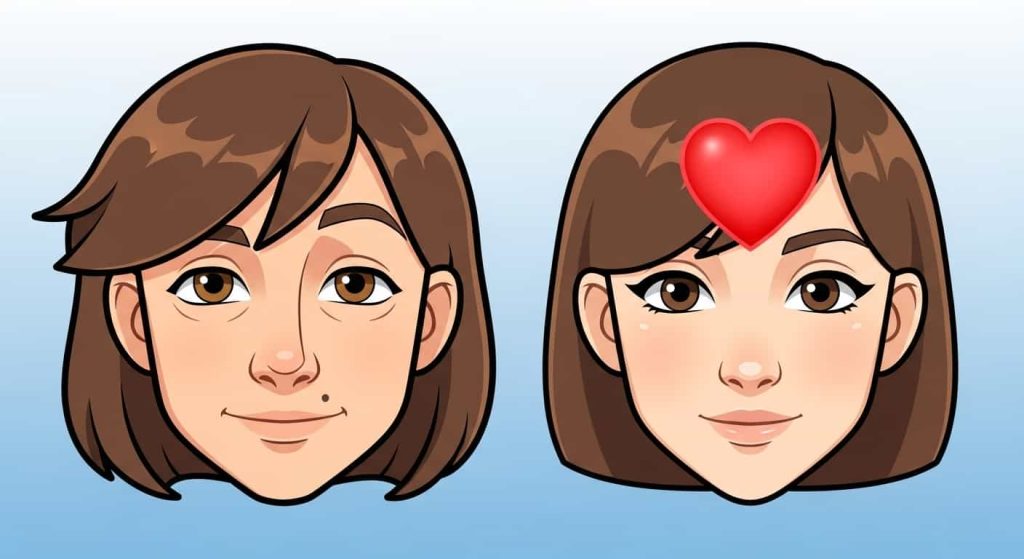 Cartoon faces showing preference for the familiar mirror image due to the mere-exposure effect