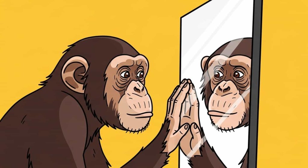 Chimpanzee origins of the mirror test