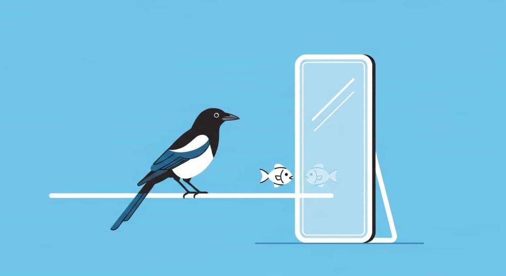 Birds and fish passing the mirror test