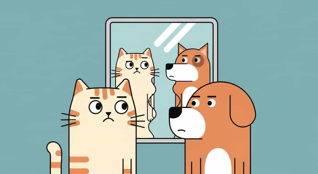 Why cats and dogs fail the mirror test
