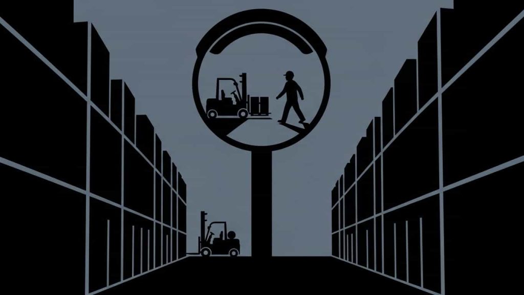 minimal silhouette of convex mirror revealing hidden intersection traffic