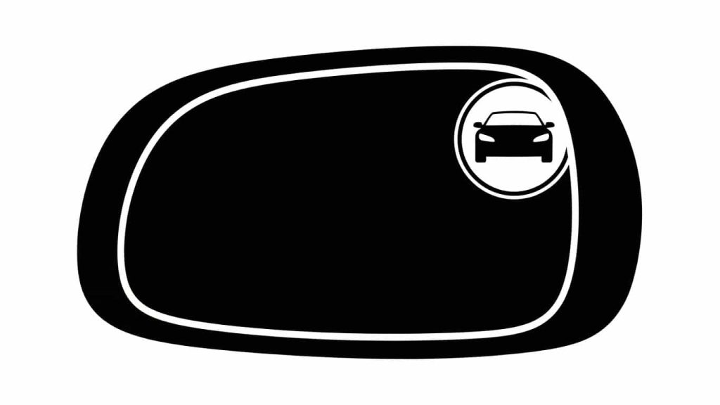 minimal silhouette of blind-spot mirror showing hidden car