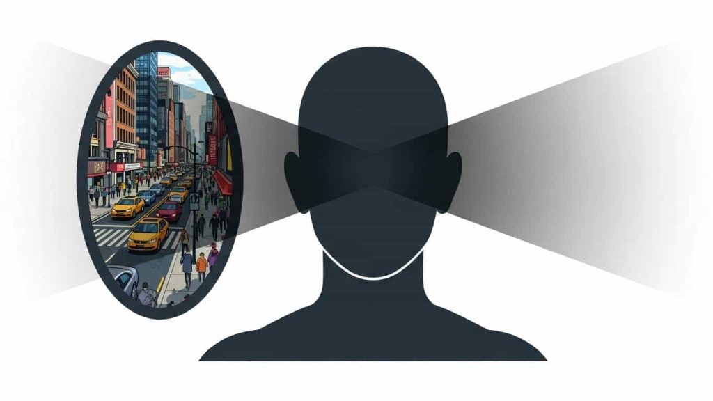 minimal silhouette of car with three-mirror safety setup