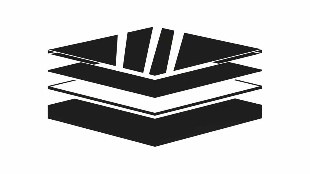 minimal silhouette of mirror construction layers