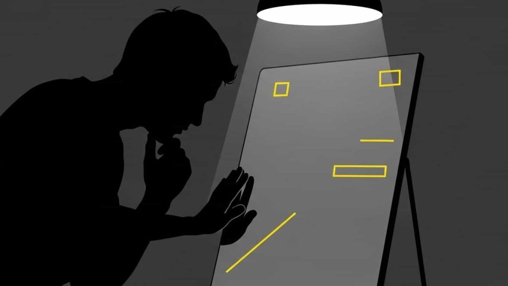 minimal silhouette of visual mirror inspection